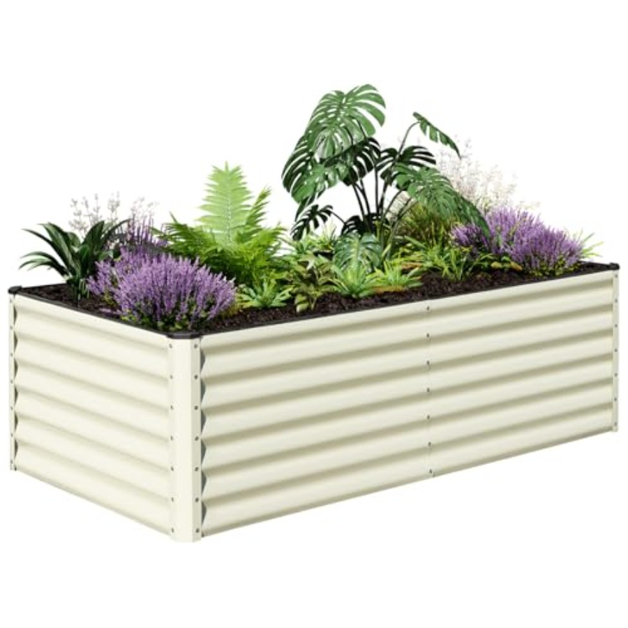 Planter Raised Metal - Galvanized Raised Garden Bed 8x4x2FT Outdoor