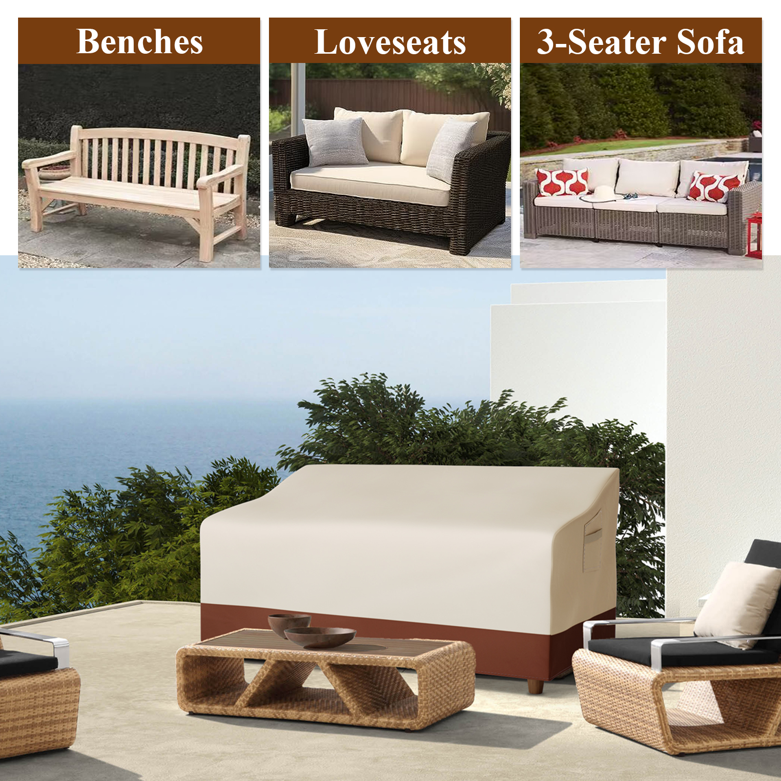 Outdoor Furniture Varnish - Outdoor Sofa Cover Waterproof 3-Seater Outdoor