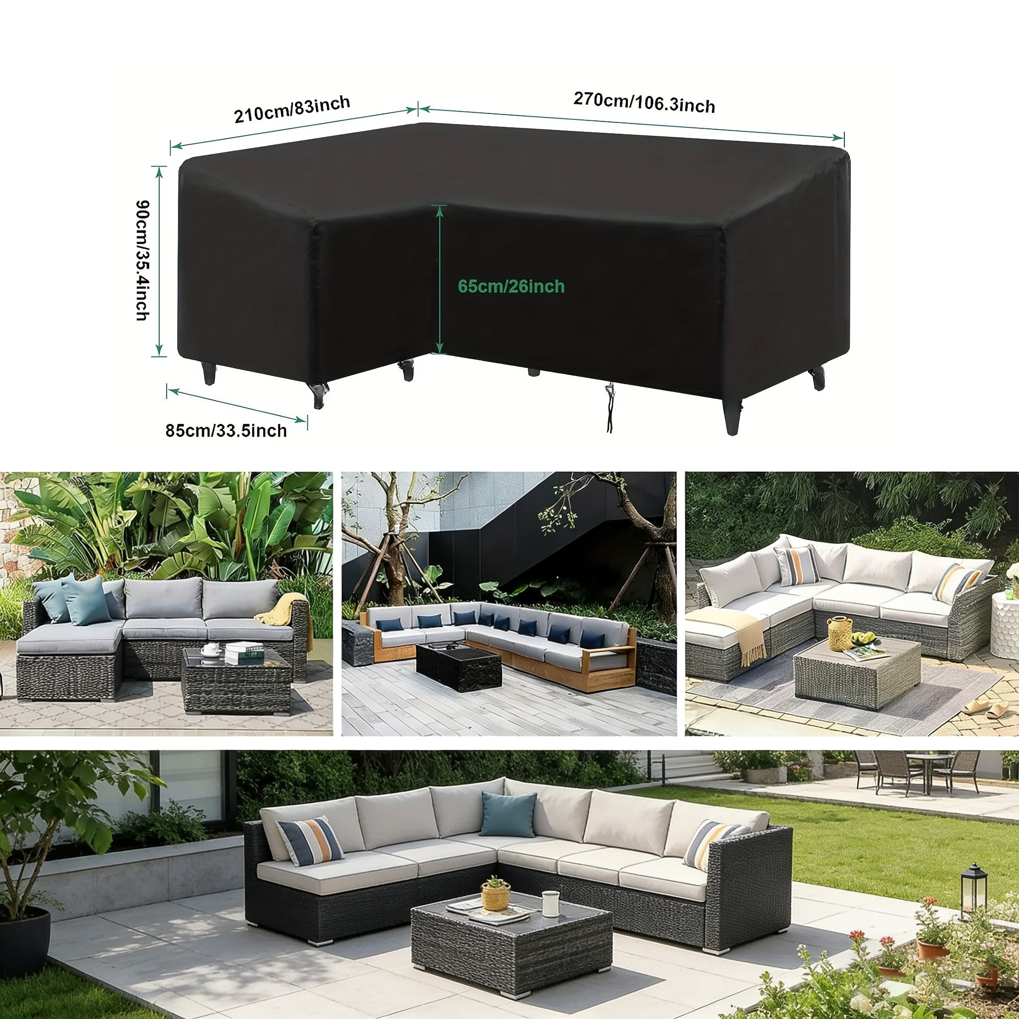 Outdoor Furniture Varnish - L-shaped Outdoor Sofa Cover, Windproof and