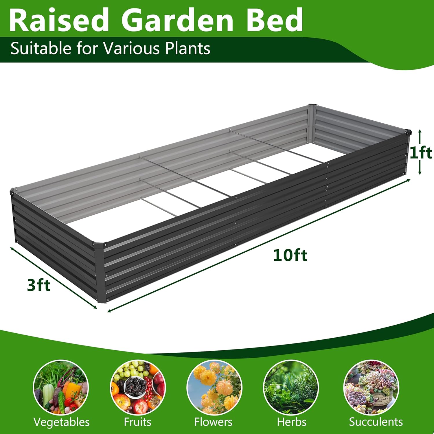 2PCS 10x3x1ft Galvanized Raise – Planter Raised Metal recenzja i cena