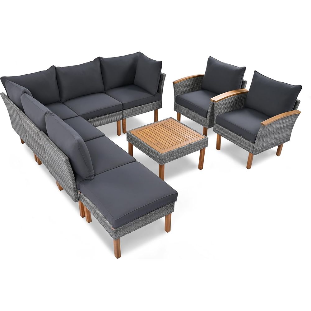 Gray Outdoor Wicker Sectional  – Outdoor Furniture Legs recenzja i cena