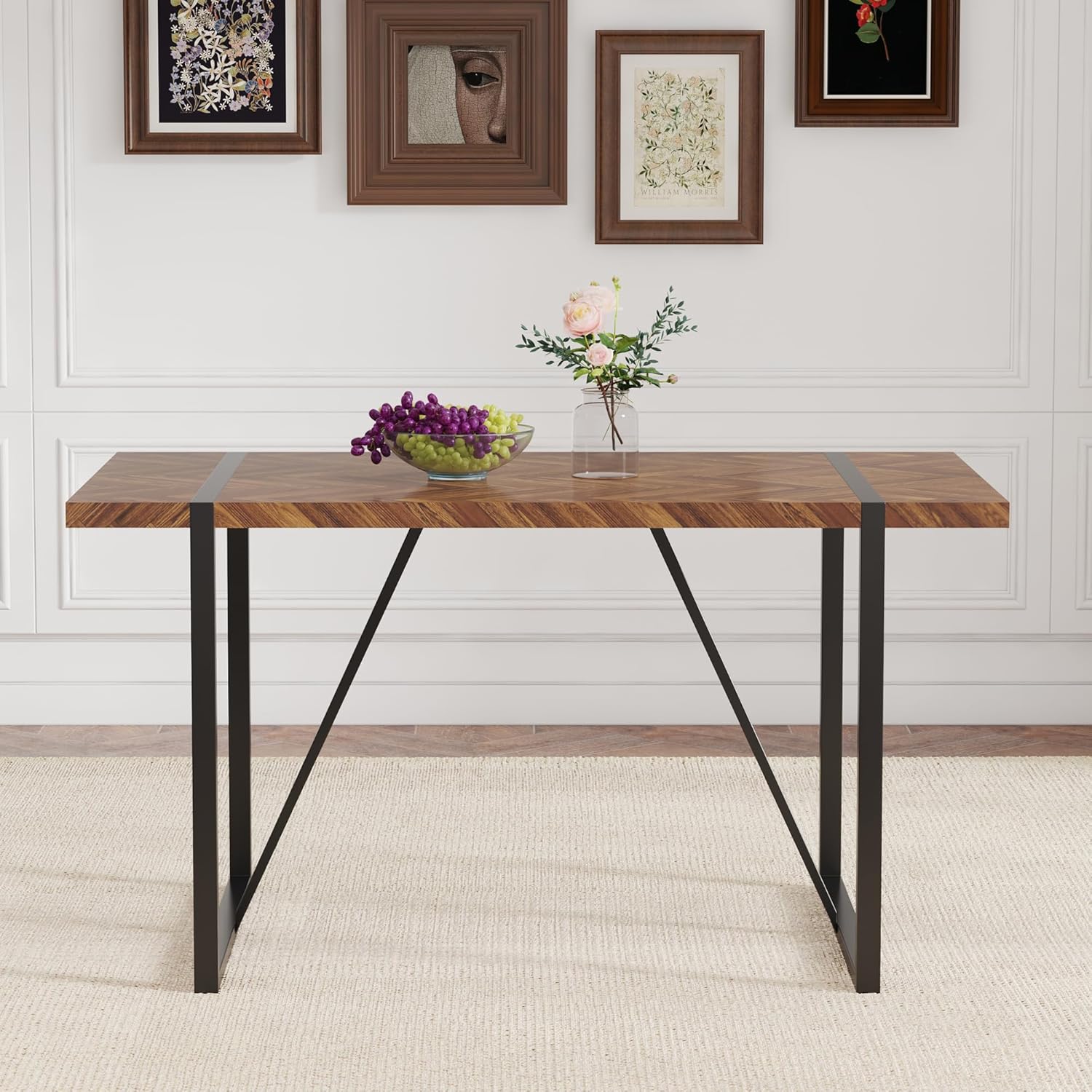 Retro Dining Table Dark Wood T – Outdoor Furniture Legs recenzja i cena